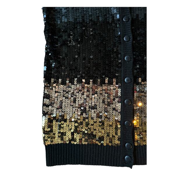 C by Bloomingdales cashmere mix sequenced cardigan black gold silver size small - Picture 13 of 15